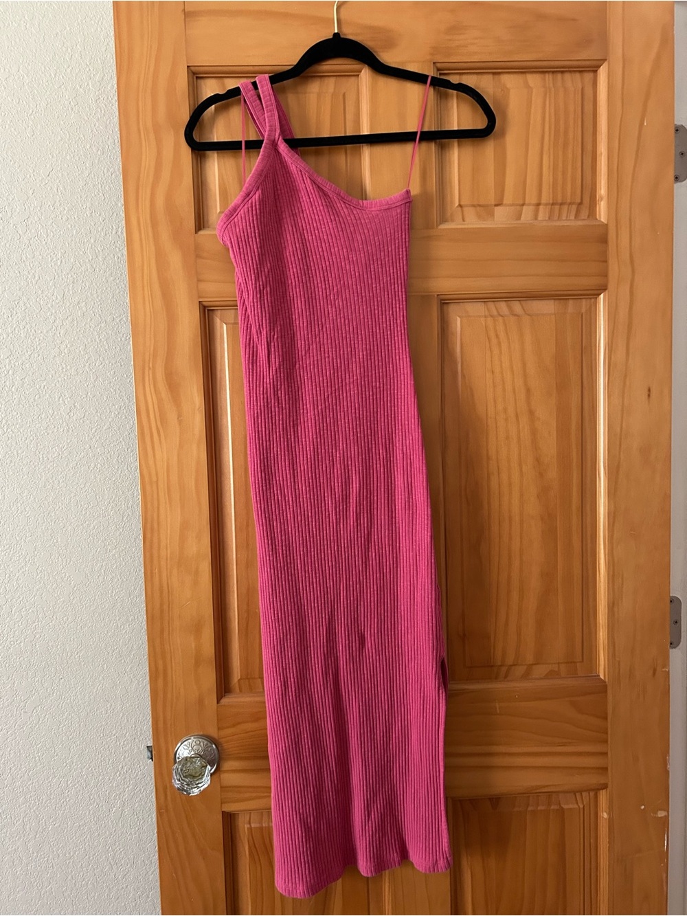 Old Navy One-Shoulder Ribbed Hot Pink Dress